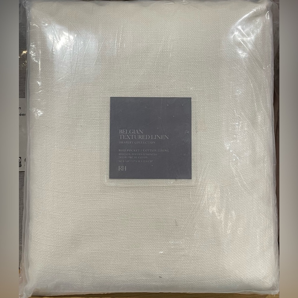 Restoration Hardware BELGIAN TEXTURED LINEN ROD-POCKET Panel 50x108 White #2